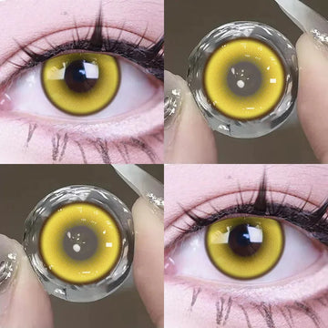 Qfdian Cosplay Myopia Color Contact Lenses Anime Orange Yellow Pupil 6months 1pair Halloween Cute Eye Lenses 14.2mm